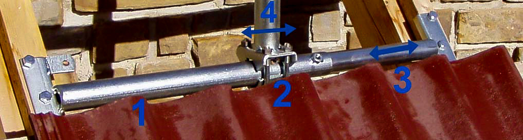 Detailed parts of satellite rooftop holder.